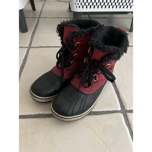Sorel Tivoli Red Sz 6.5 Diamond Quilted Faux Fur Lined Snow Boots Waterproof